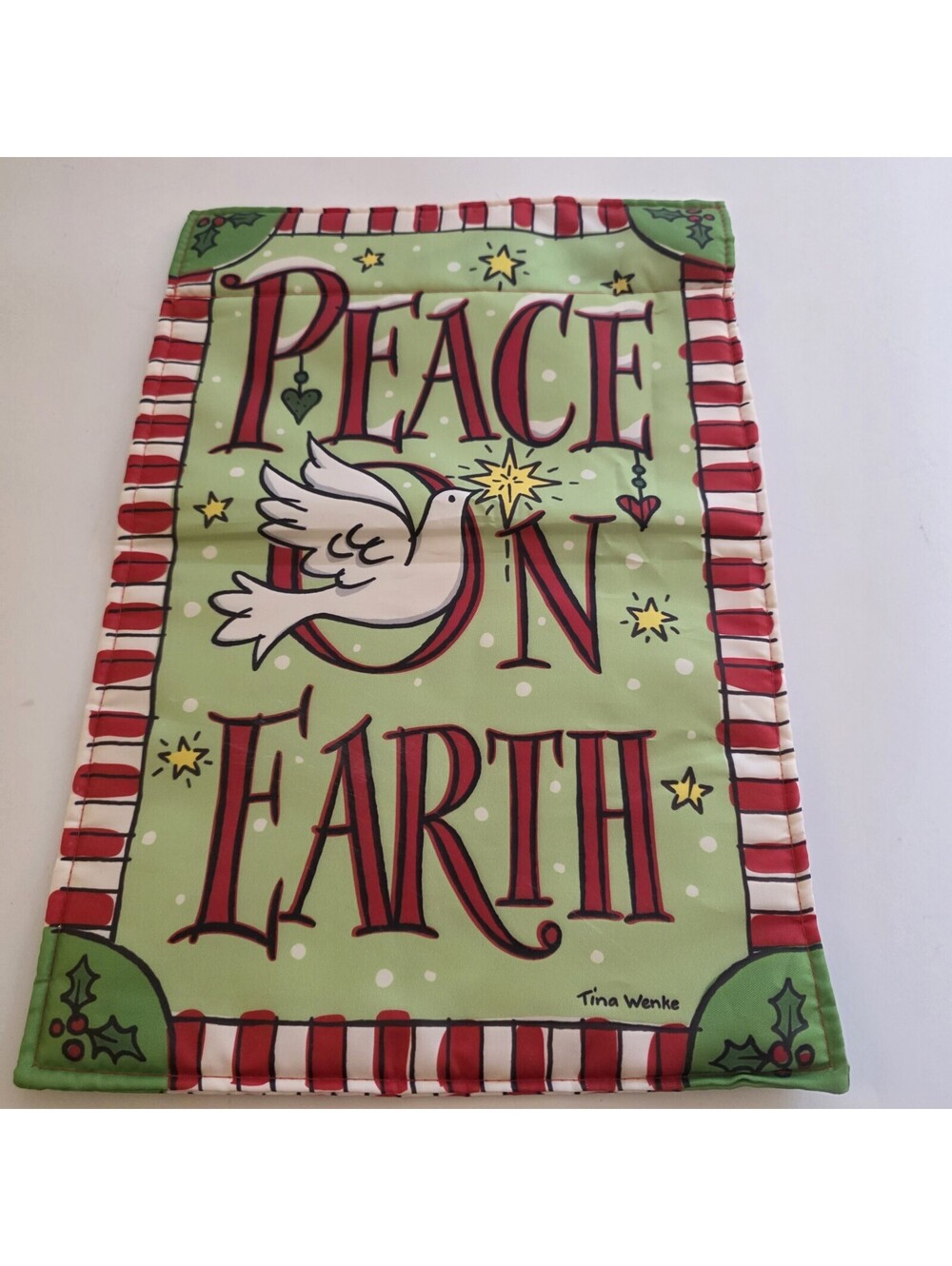 PEACE on EARTH Holidays Dove 12.5x18" New Garden Flag Quilted Weather Resistant